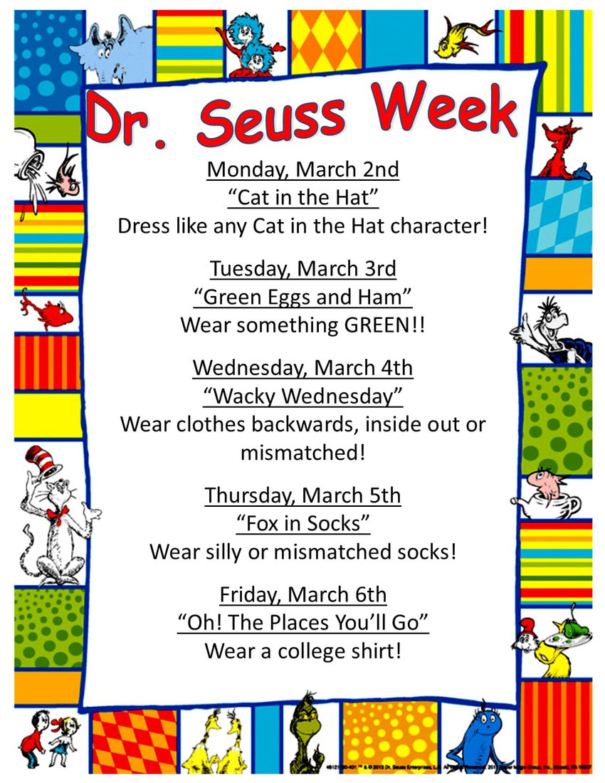 All students are encouraged to dress up for Dr. Seuss Week